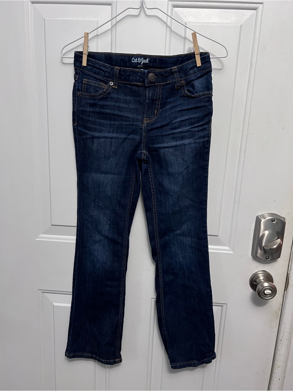Cat & Jack Girls 12 Bootcut Jeans Dark Wash Blue Denim Stretch